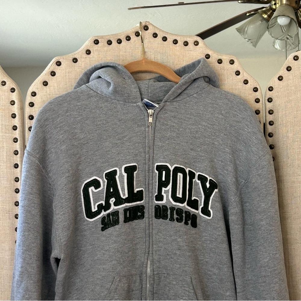 Cal Poly Gray Zip Up Hoodie - Picture 5 of 16